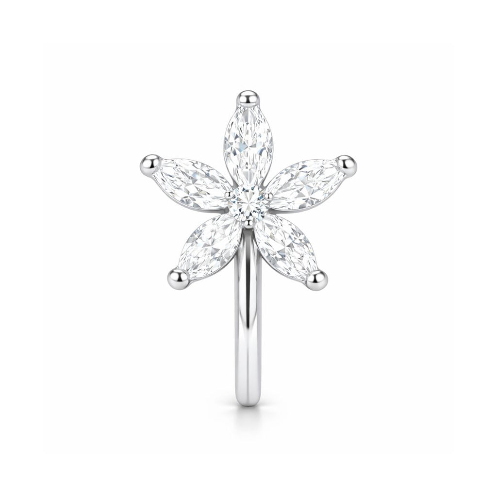 Silver Floral Non Piercing Nose Pin