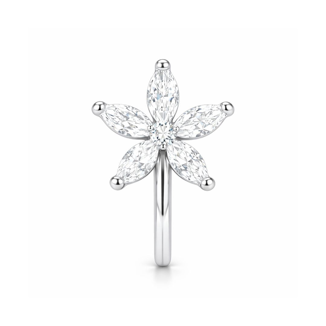 Silver Floral Non Piercing Nose Pin