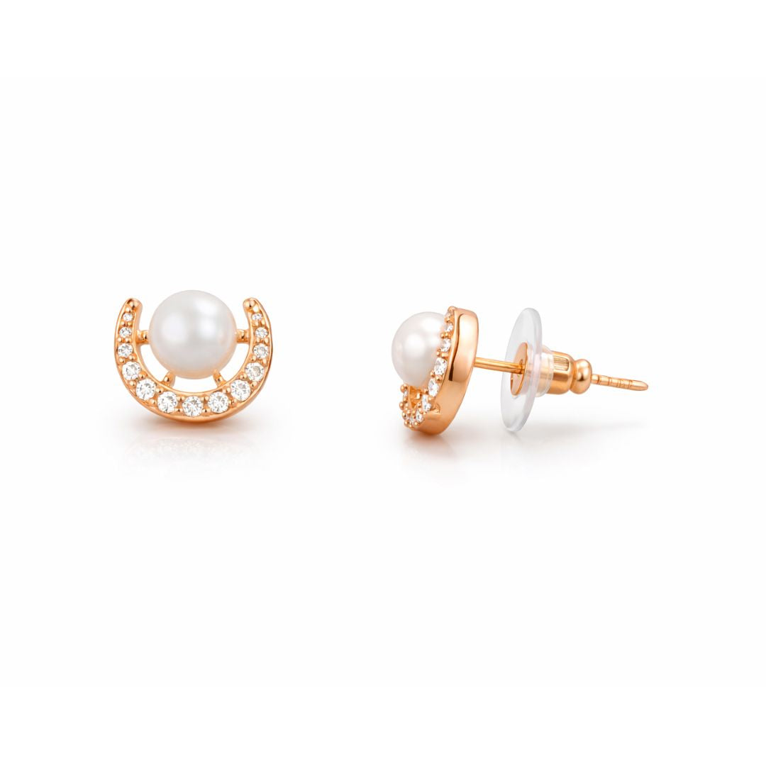Rose Gold  Pearl Stud Earrings