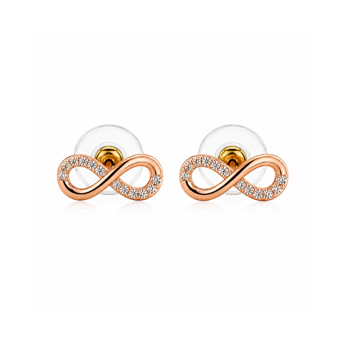 Rose Gold Infinity Stud Earrings