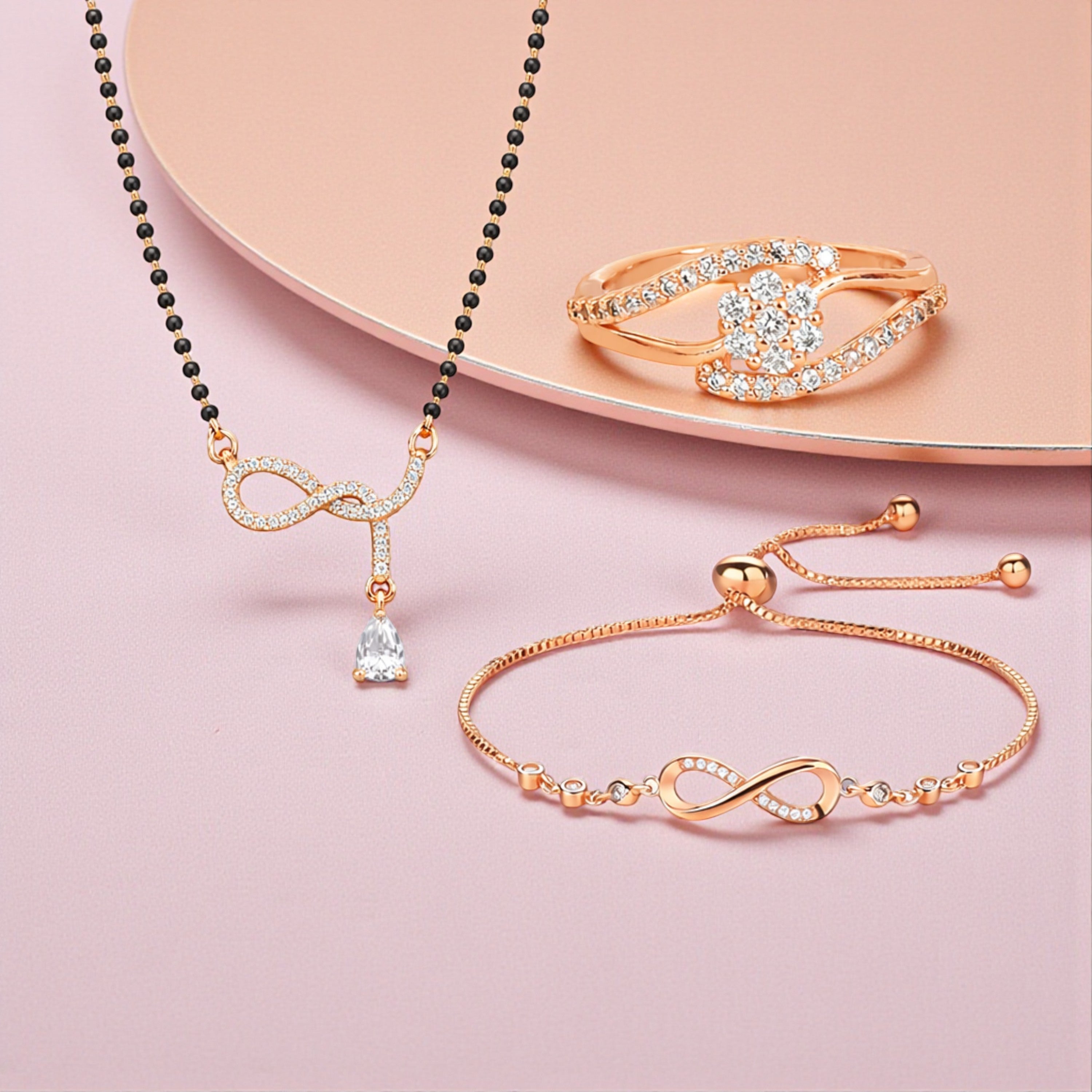 Rose Gold Infinity Mangalsutra Set For Women