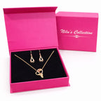 Gift Rose Gold Plated Heart With Rose Pendant with earrings and heart shape kada Bracelet