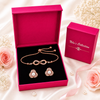 Rose Gold Infinity Bracelet & Pearl Stud Earrings Gift Set For Women