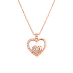 Rose Gold Heart Pendant Necklace With earrings