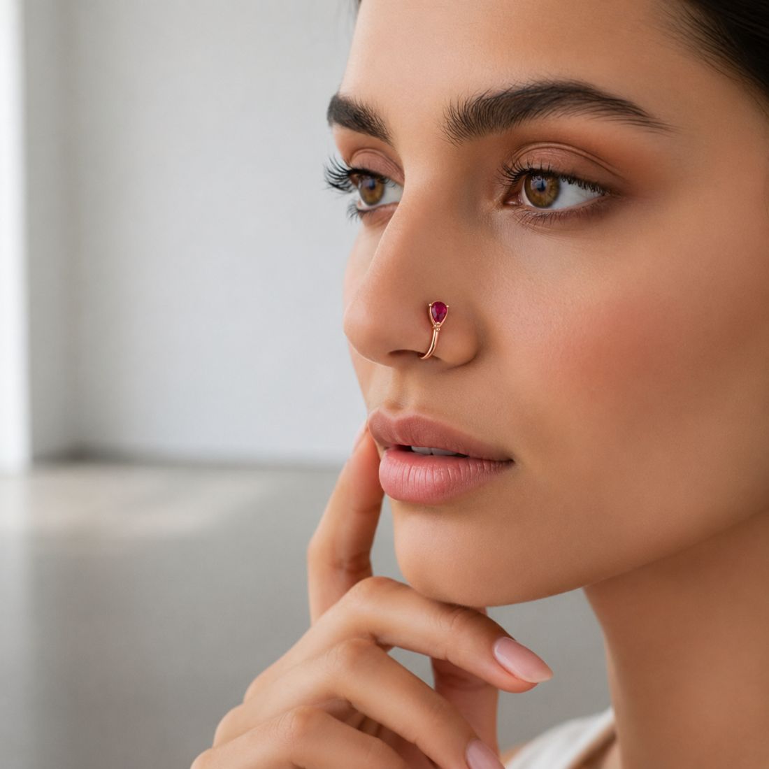 Rose Gold Non Piercing Nose Pin
