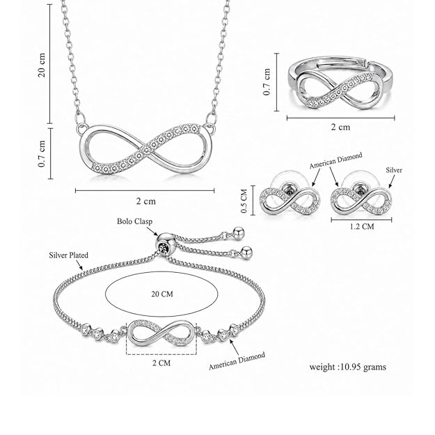 Silver Infinity Jewellery Set