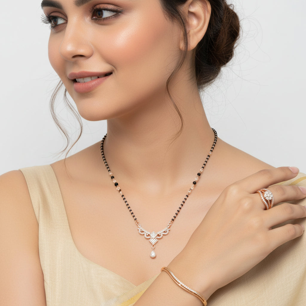 Rose Gold Mangalsutra Set For Women