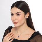 Silver Plated Black Stone Necklace Set