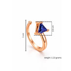 Rose Gold Plated Blue Triangle Crystal Non-Piercing Nose Pin