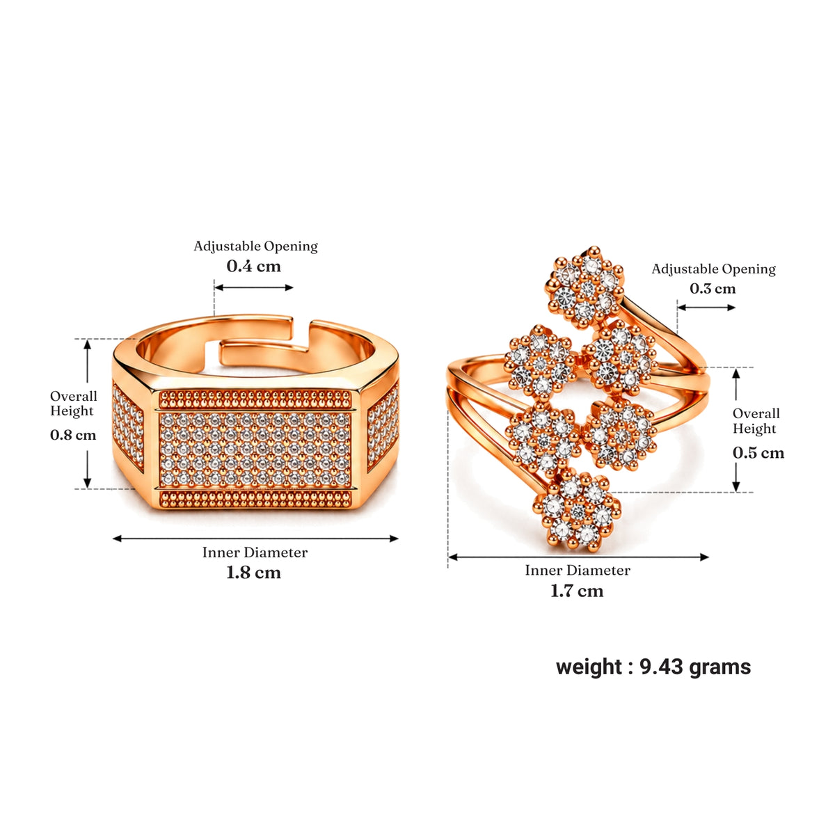 Rose Gold Geometric Couple Rings for Men & Women
