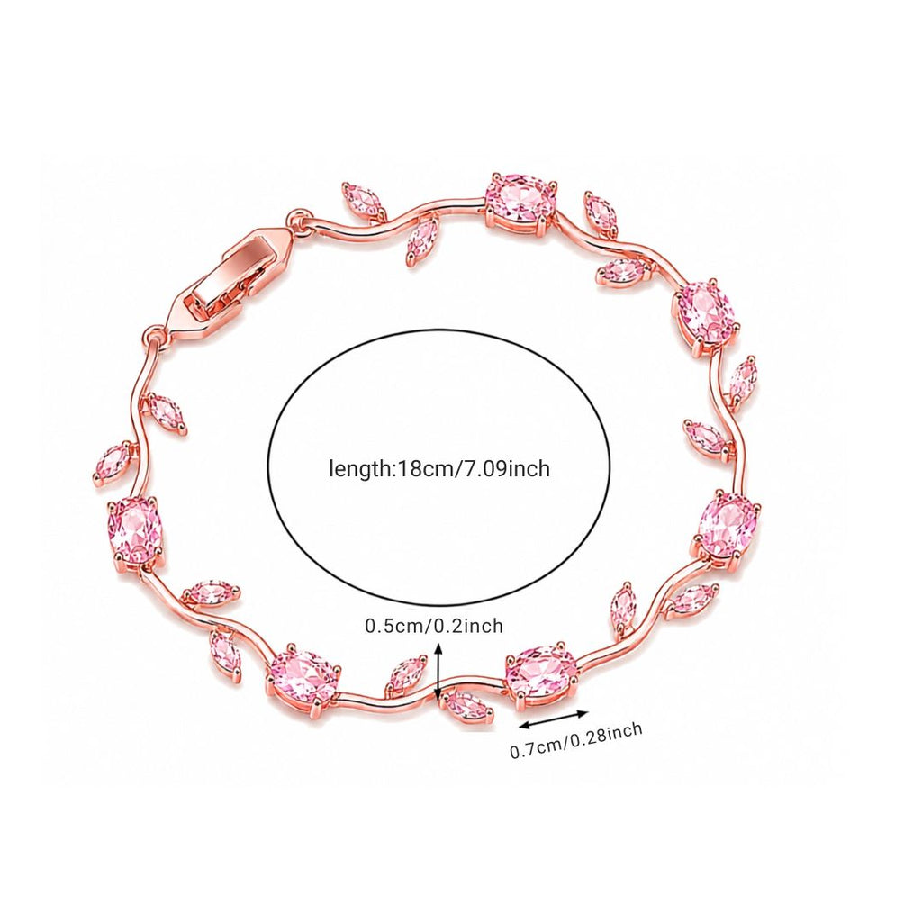 Rose Gold Plated Pink Tulip Floral Bracelet |Bracelet Size : 2.4-2.6