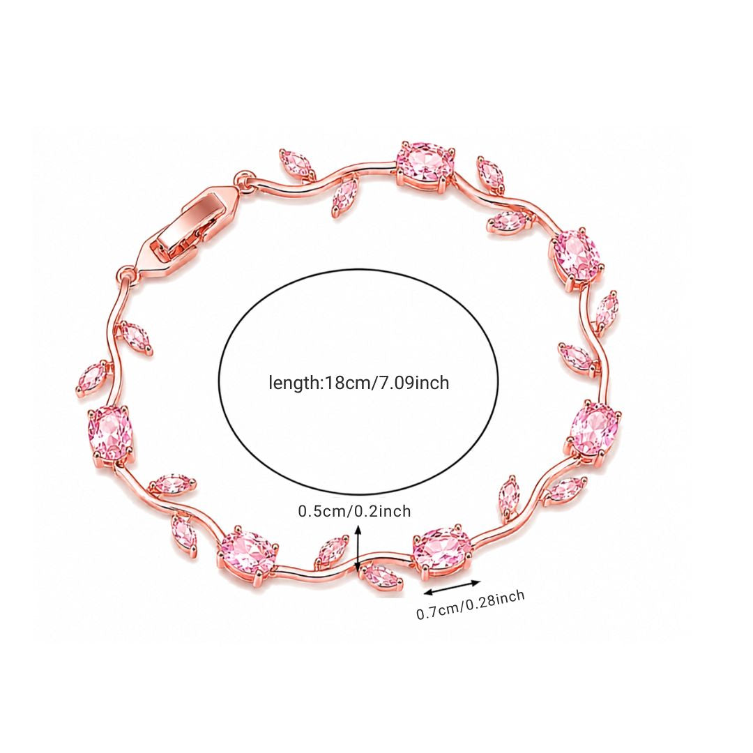 Rose Gold Plated Pink Tulip Floral Bracelet |Bracelet Size : 2.4-2.6
