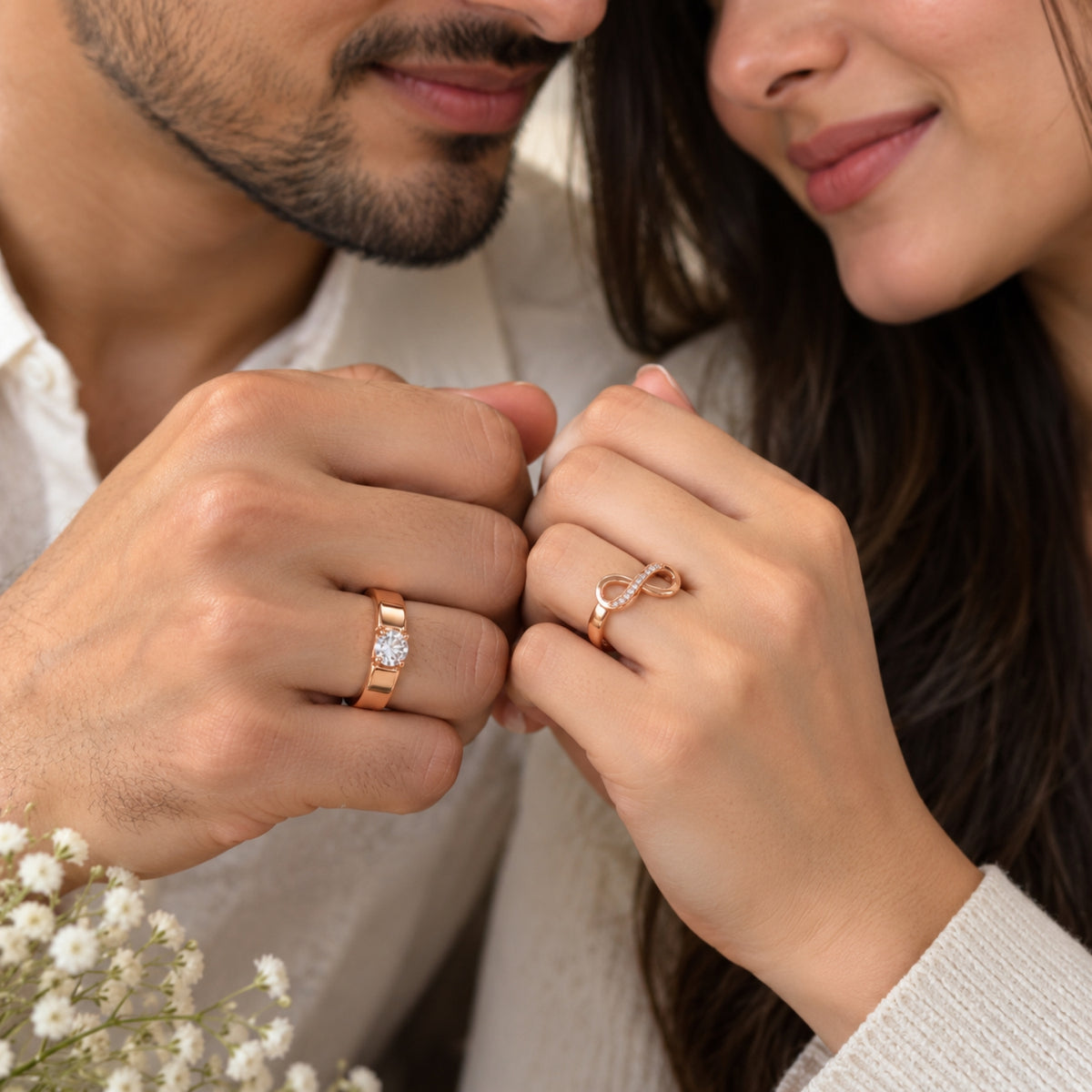 Rose Gold Infinity Love Couple Rings for Women & Men