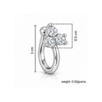 Silver Finish Triple Stone Non-Piercing Nose Pin