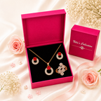 Rose Gold Red Stone Jewellery Gift Set for Women