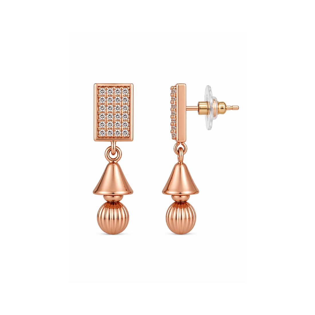 Rose Gold Geometric Drop Earrings