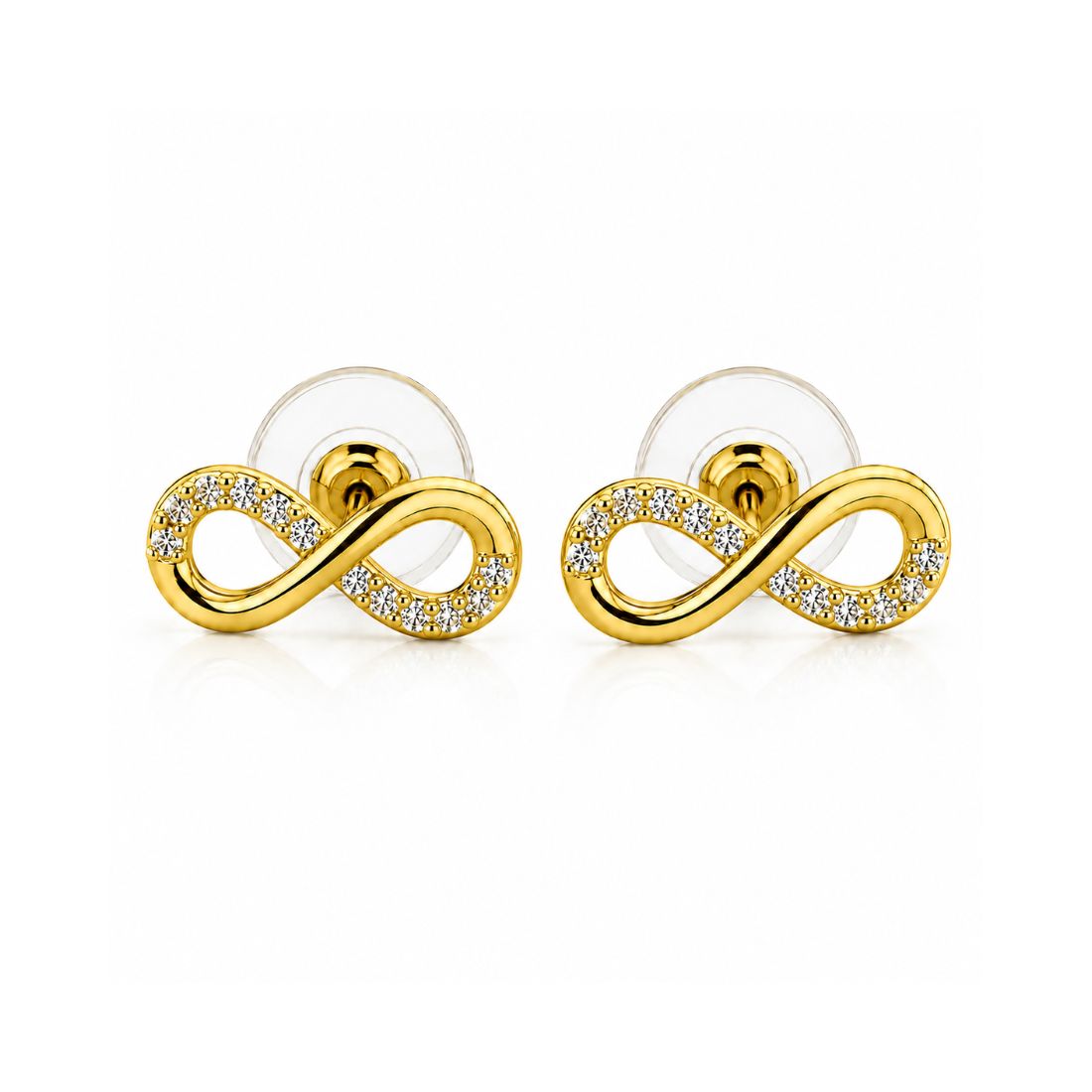 Gold Plated Infinity Stud Earrings
