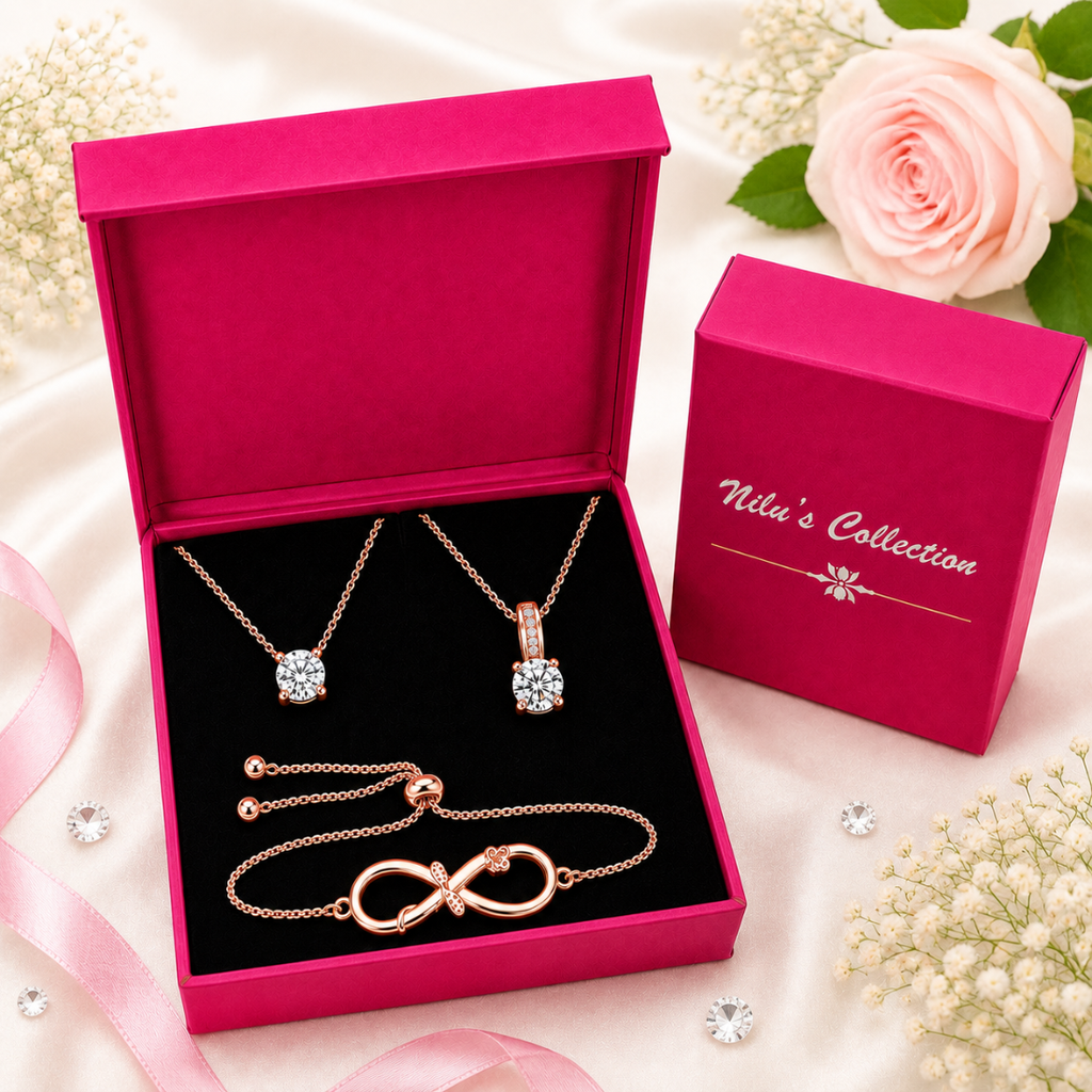 Rose Gold Pendant & Bracelet Gift Set for Women