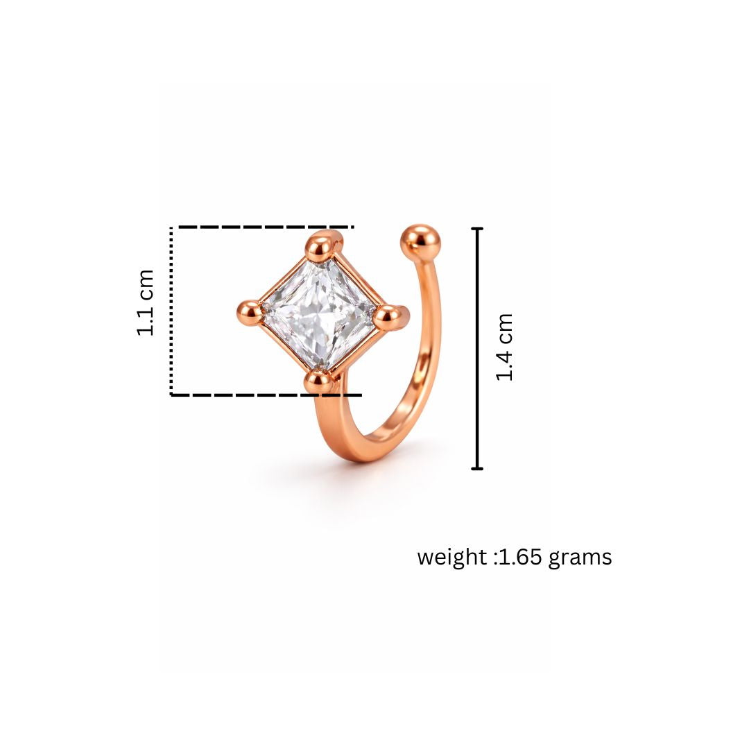 Rose Gold Square Cut Non Piercing Nose Pin