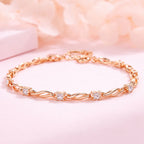 Rose Gold Plated Link Bracelet With American Diamond For Women And Girls | Amti-Tarnish | Anti- Allergy | Gift For Her | Office Wear
