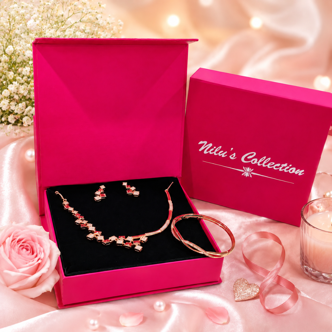 Rose Gold Jewelry Gift Set for Women