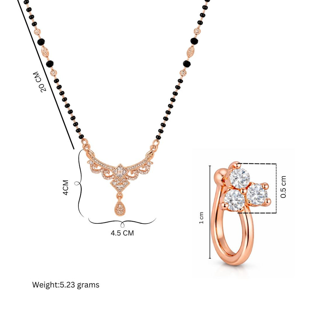 Rose Gold Mangalsutra With nose pin