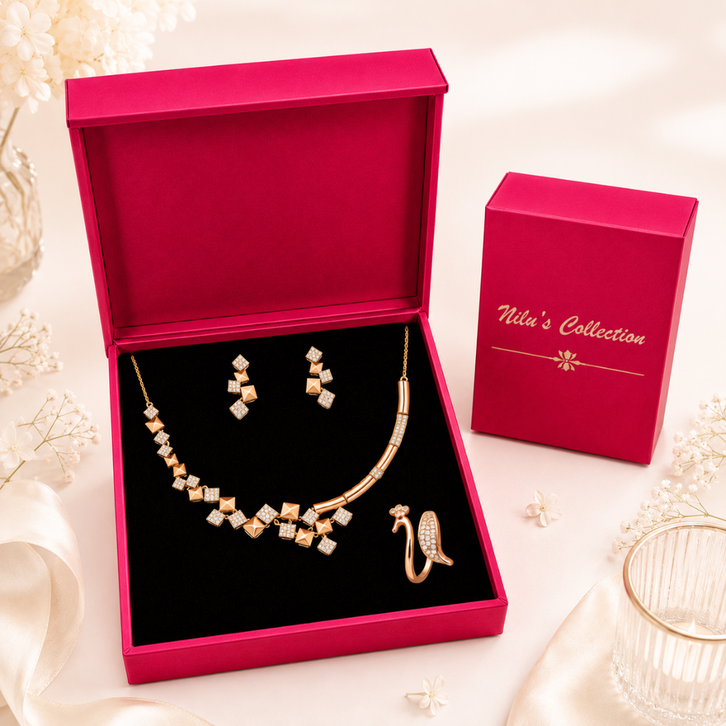 Rose Gold Party Wear Jewelry Gift Set