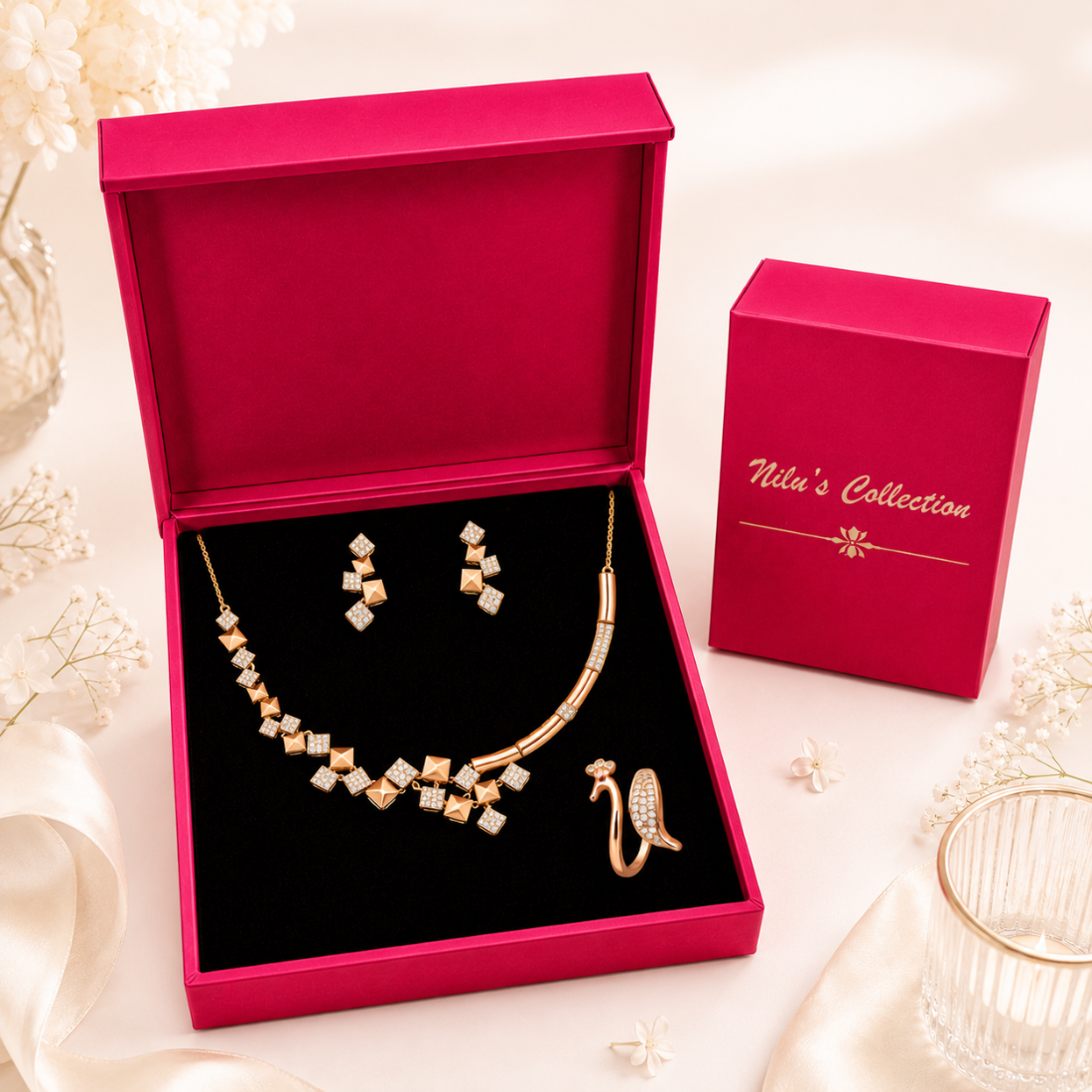 Rose Gold Party Wear Jewelry Gift Set