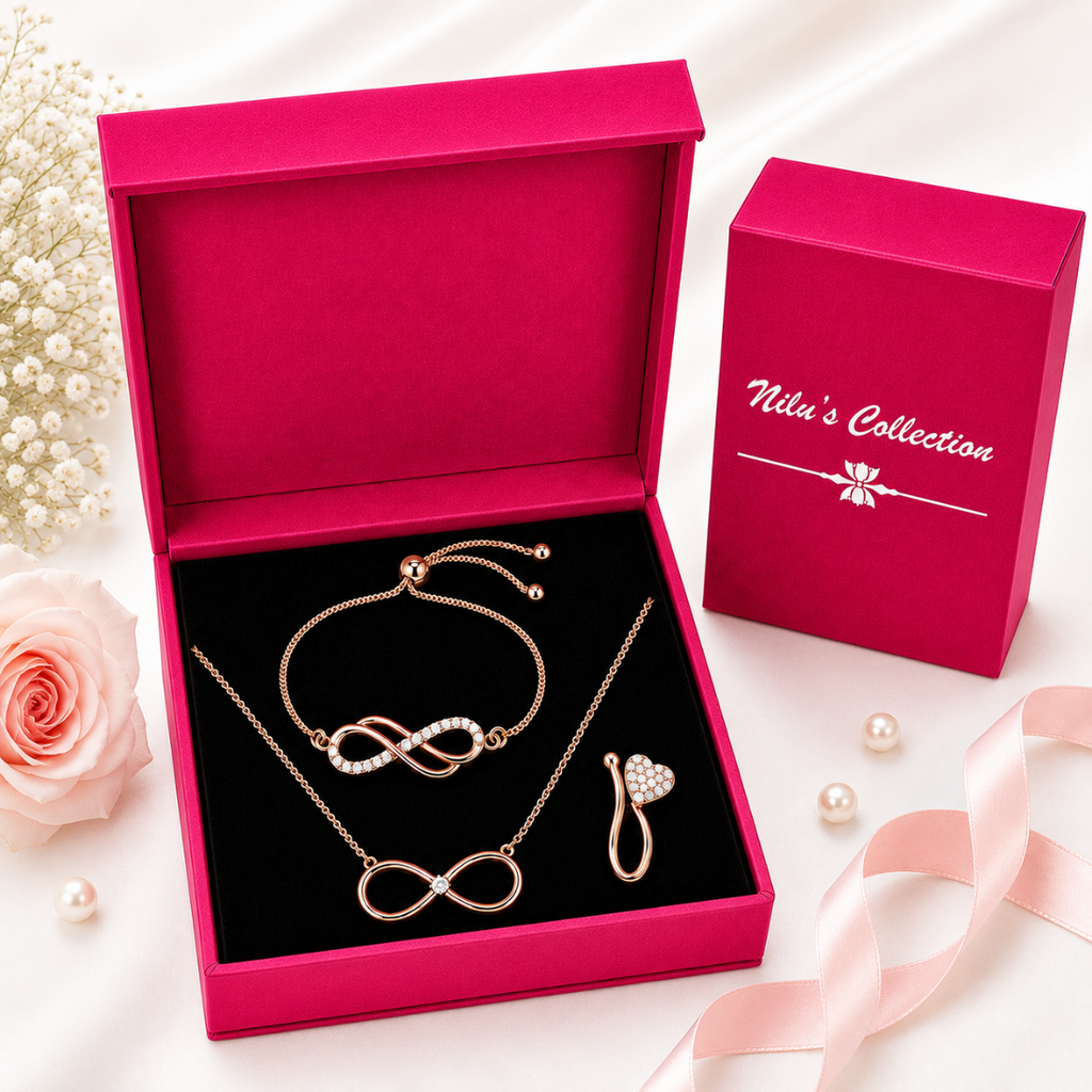 Rose Gold Infinity Jewelry Gift Set for Women