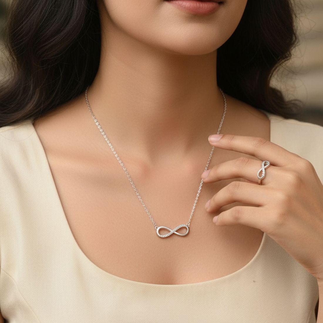 Nilu's Collection Silver Plated Pendant With Finger Ring For Women And Girls