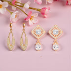Subtle Duo Value Set| Rose Gold Plated Stud Earring, Pendant and Tennis Bracelet Set For Women And Girls