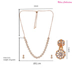 Rose Gold Plated AD Stone Necklace And Pair Of Earrings Jewelry Set for Women | Special Occasions, Wedding, Engagement, Dating | Anti Tarnish | Gift for Her