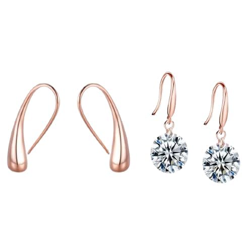 Tender Touch Duo Water Drop Studs and Crystal Hanging Earrings Value Set For Girls