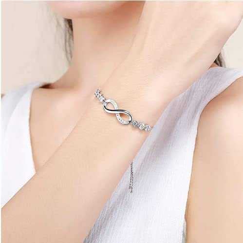 Infitnity Love Silver Plated Adjustable Charm Bracelet for Women and Girls