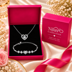 Silver Heart Pendant Necklace & Bracelet