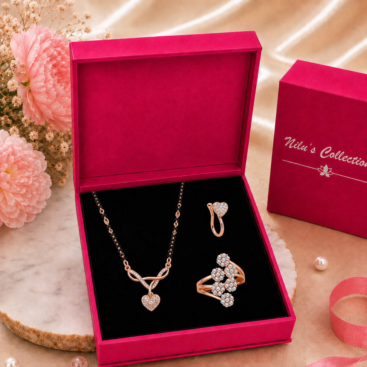 Heart Bling Mangalsutra Combo Set