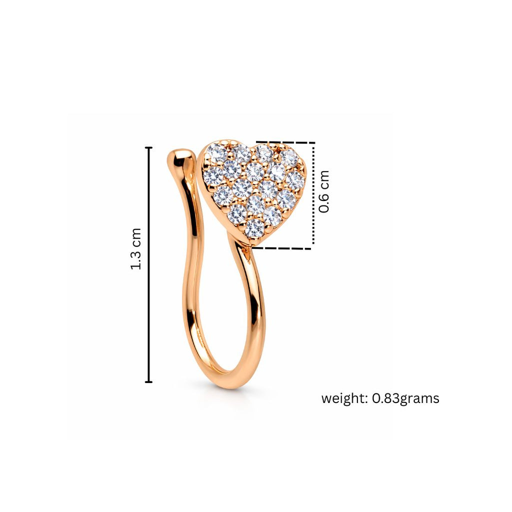 Rose Gold Hearts Non-Piercing Nose Pin
