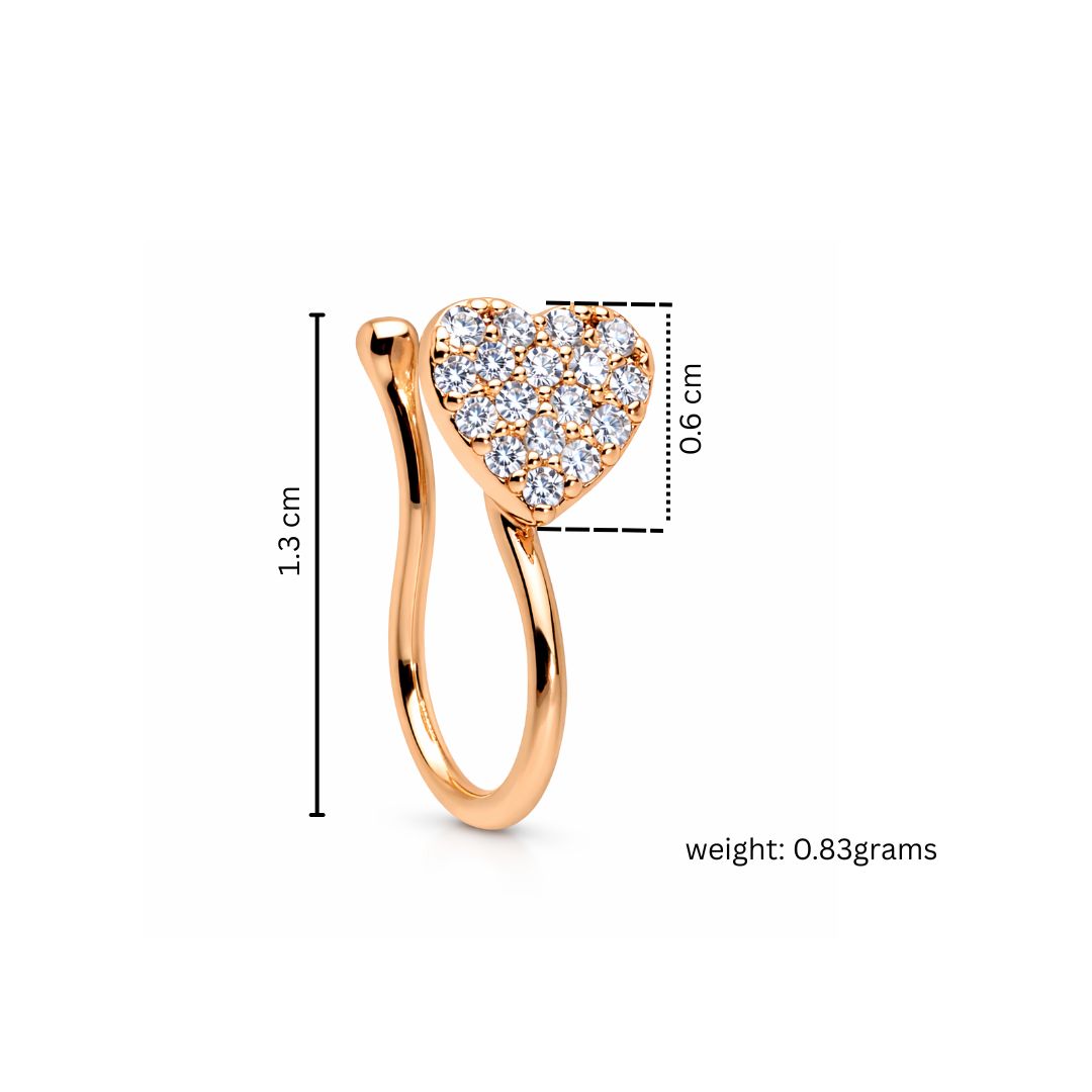 Rose Gold Hearts Non-Piercing Nose Pin