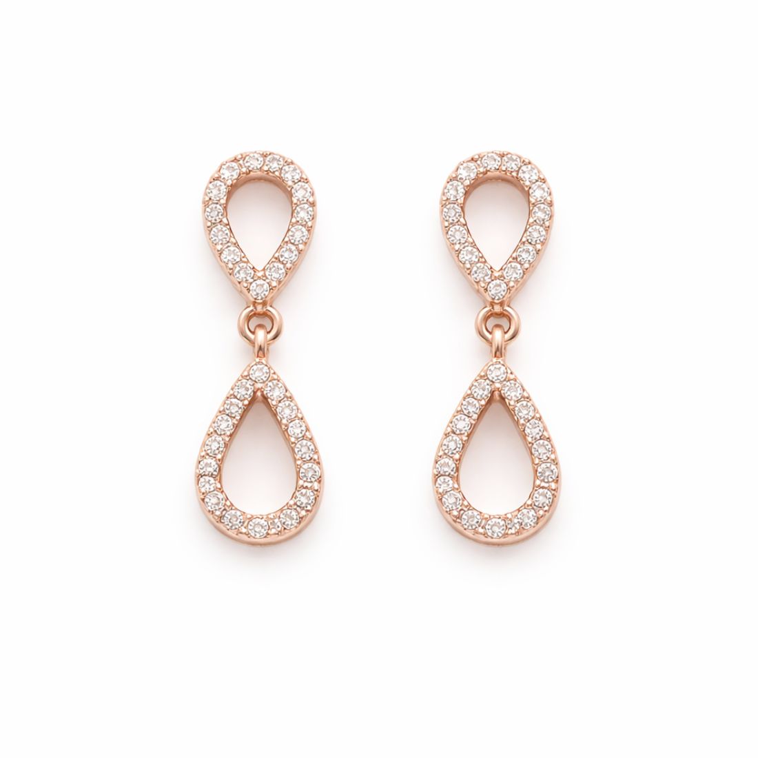 Nilu's Collection Rose Gold Plated Teardrop Necklace Set for Women And Girls