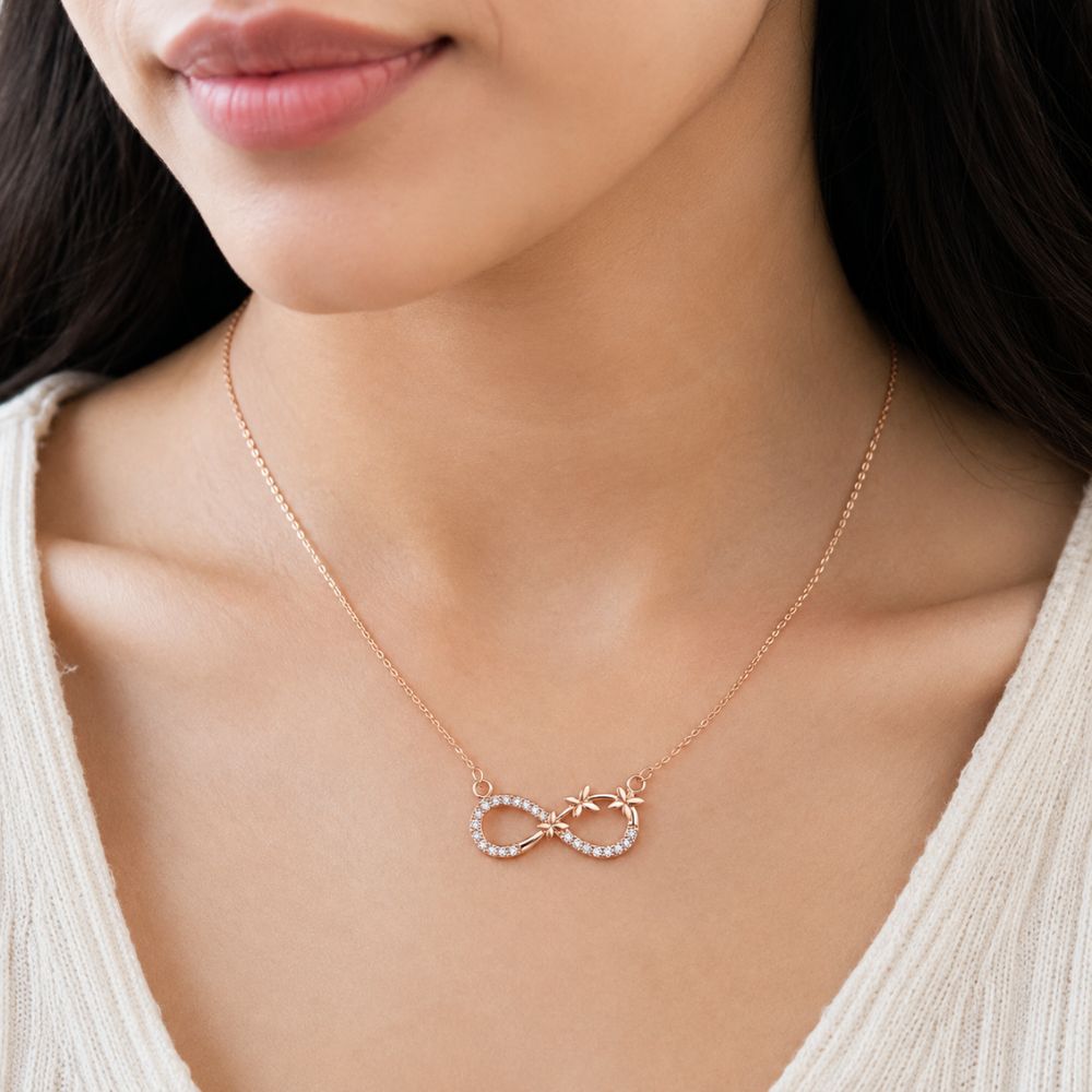 Rose Gold Infinity Butterfly Pendant For Women
