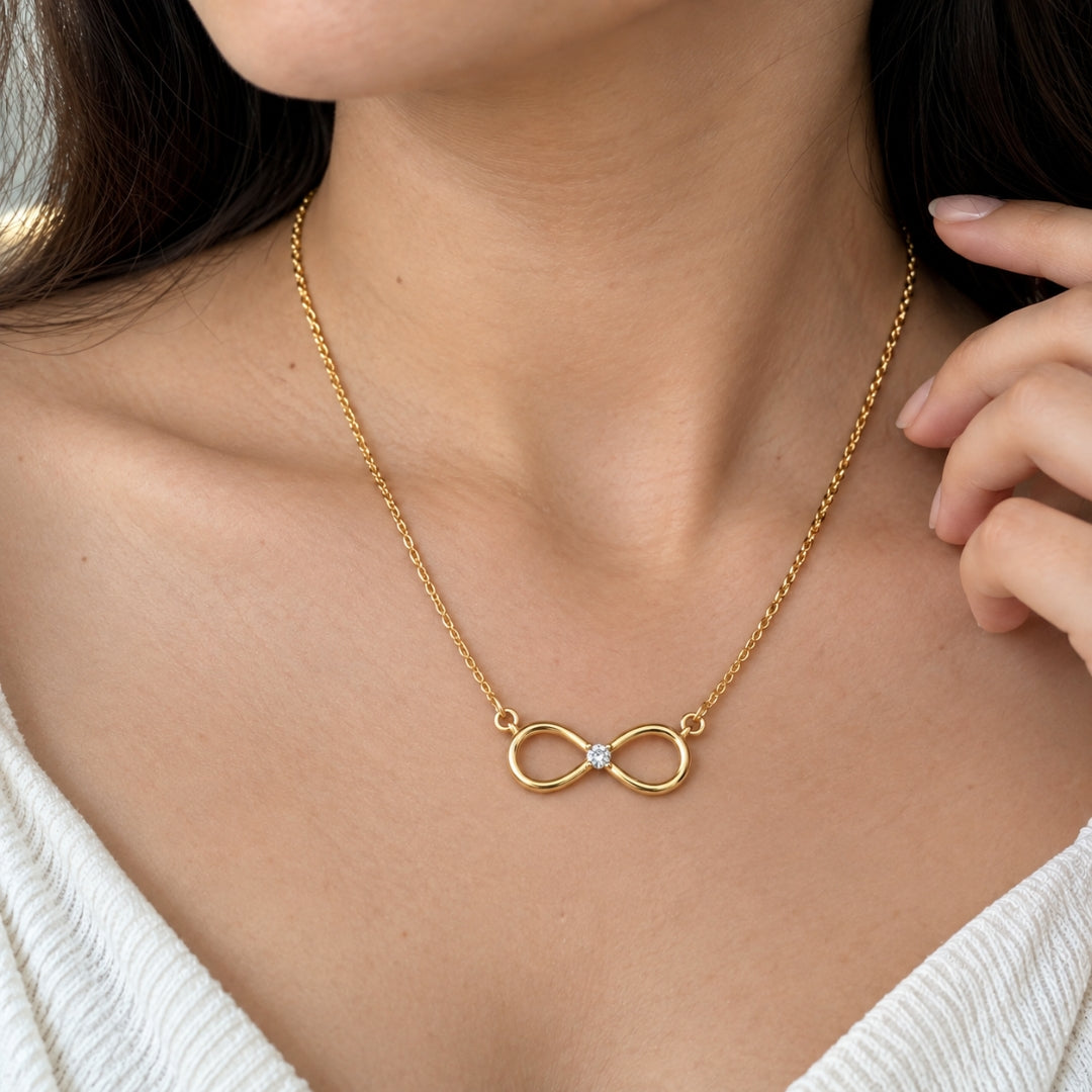 Gold Plated Infinity Pendant For Women