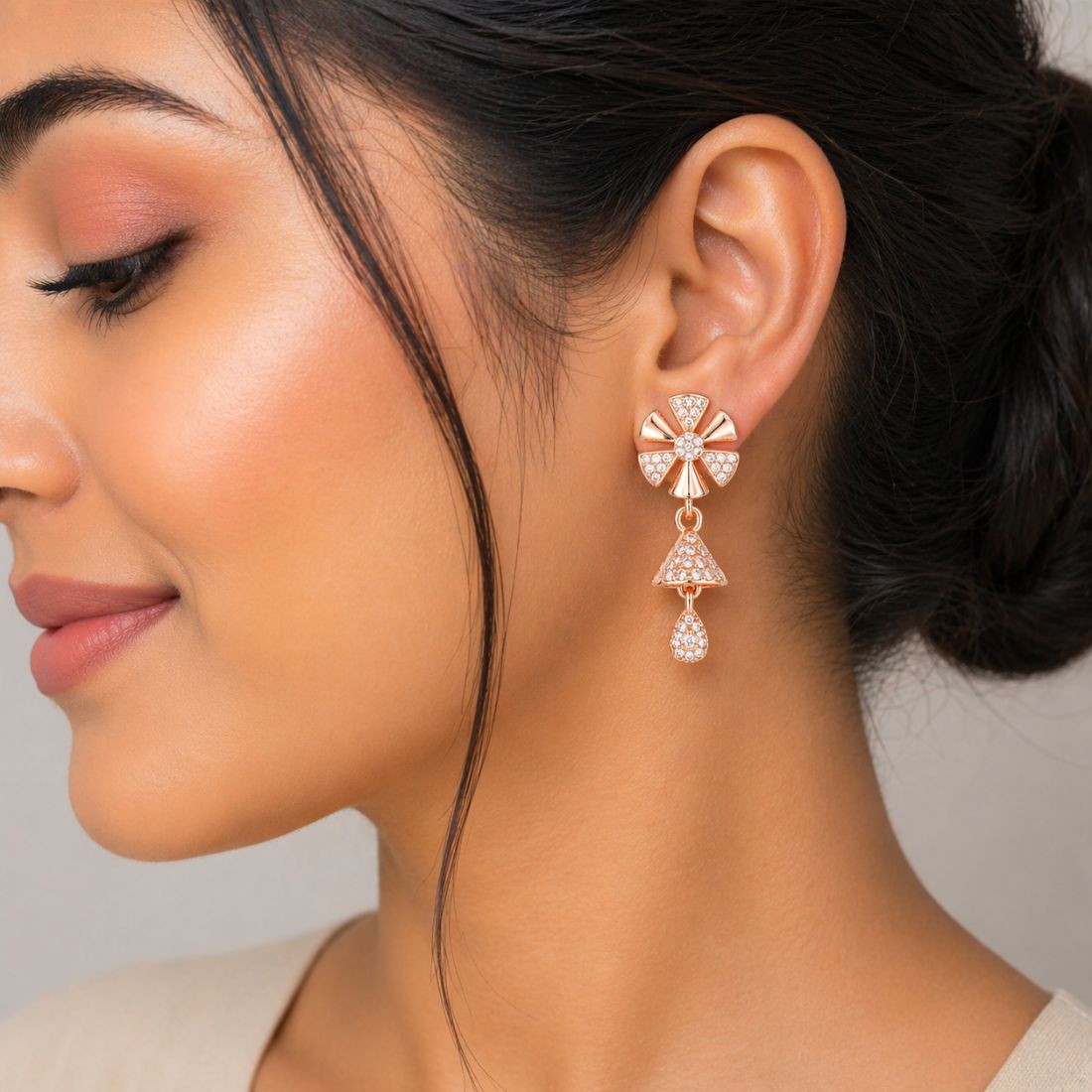 Rose Gold Drop Earrings for Women