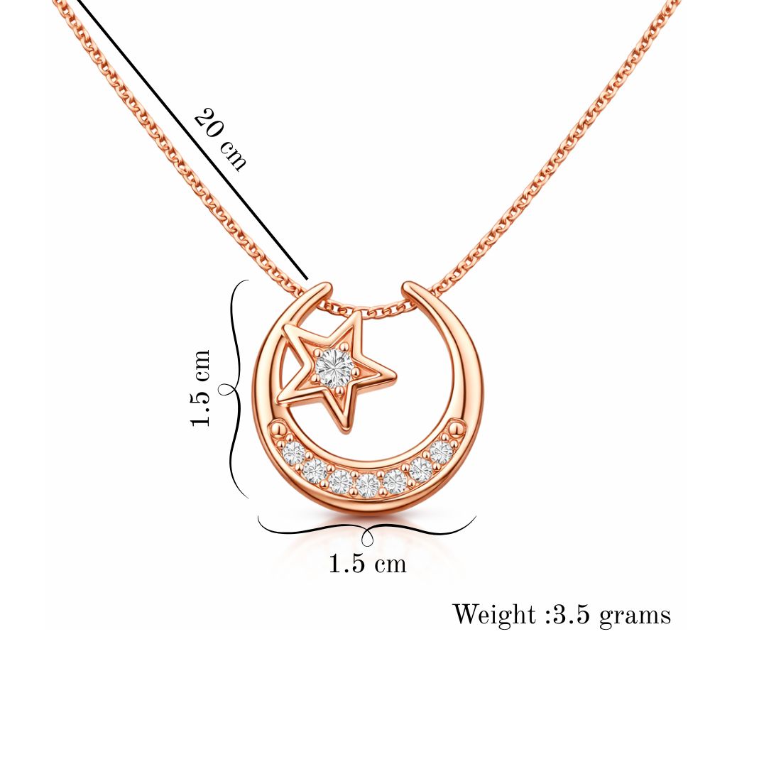 Rose Gold Moon &Star Pendant for Women