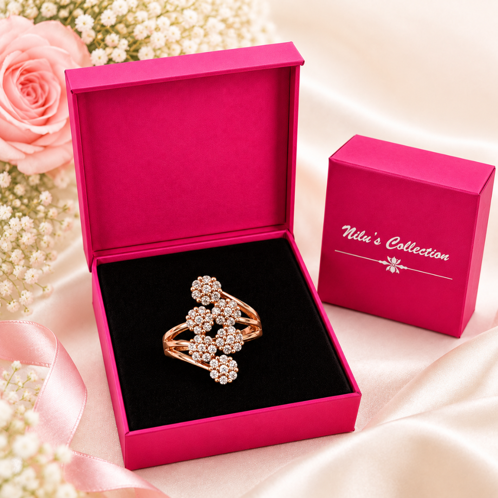 Rose Gold Red Stone Jewellery Gift Set for Women