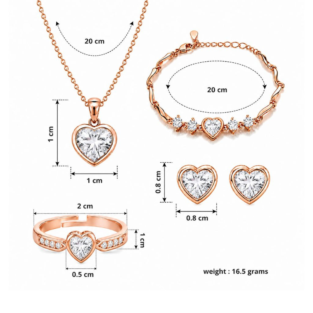 Rose Gold Heart Jewelry Set