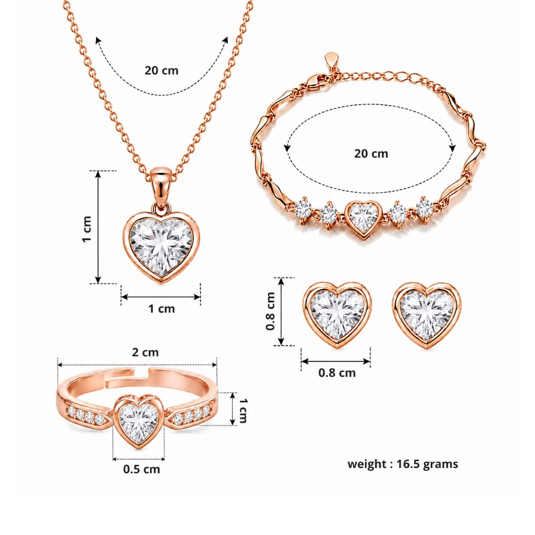 Rose Gold Heart Jewelry Set