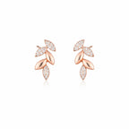 Nilu's Collection Rose Gold Plated American Diamond Leaf Design Necklace Set with Matching Earrings for Women And Girls