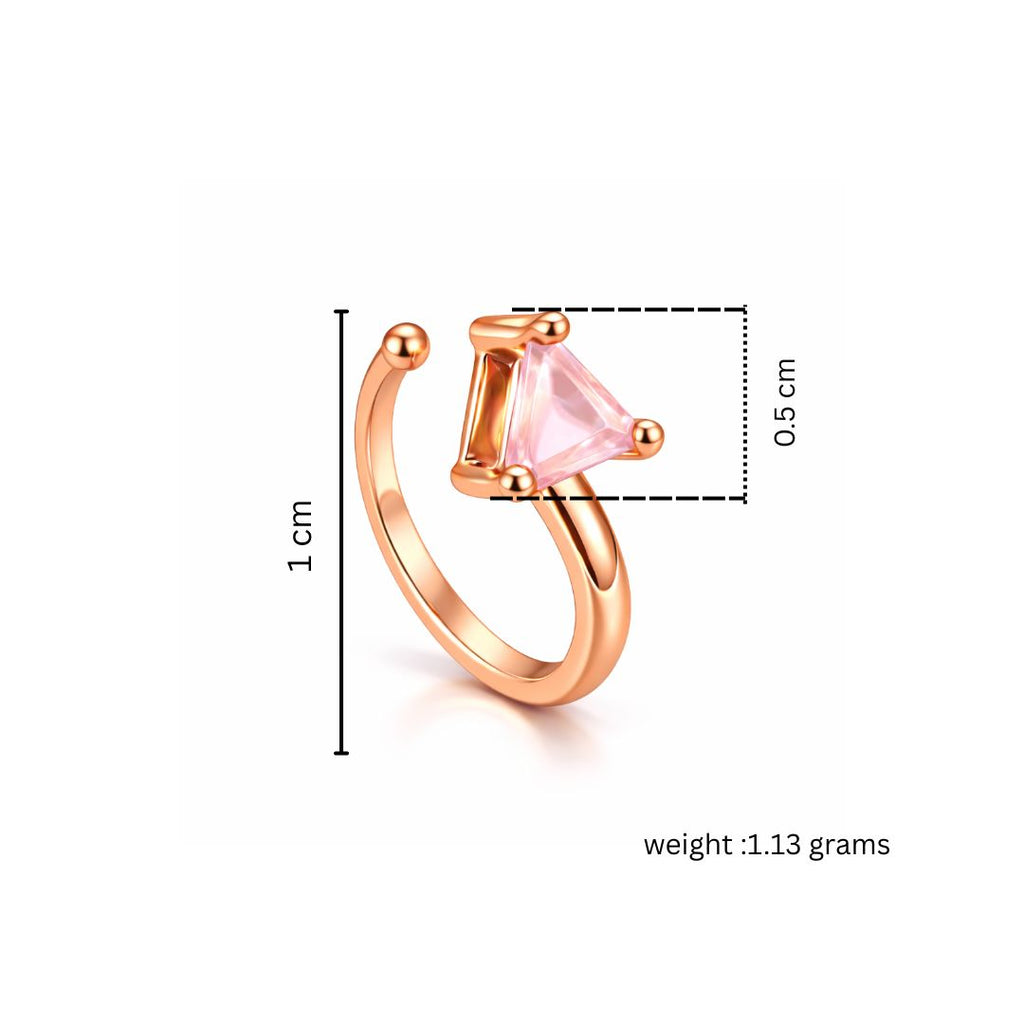 Rose Gold Plated Pink Triangle Crystal Non-Piercing Nose