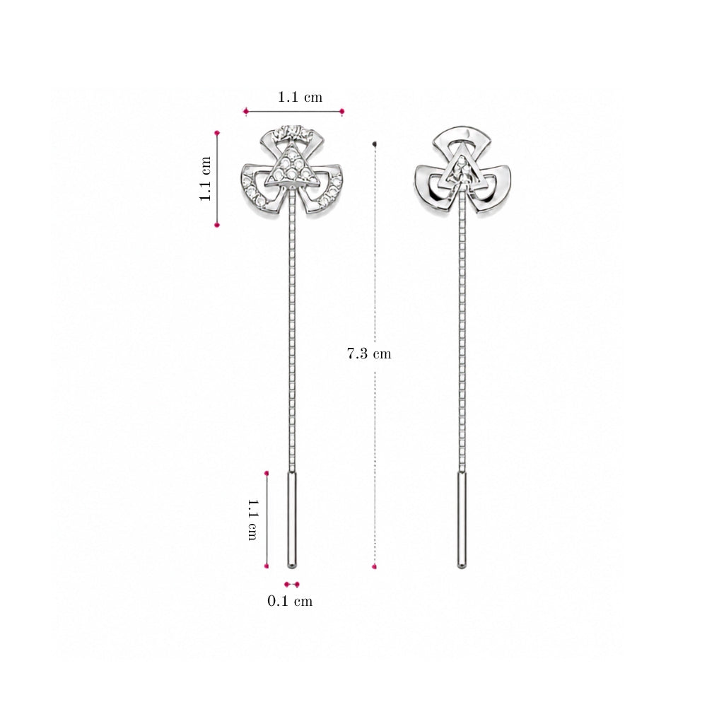 Silver Sui Dhaga Long Drop Earrings For Women