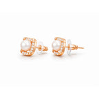 Rose Gold Pearl Stud Earrings